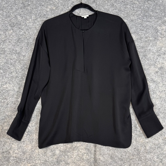 Vince Black Silk Blend Blouse  Long Sleeve Minimalist Workwear Top Size S - Picture 2 of 16
